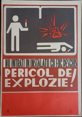 HST PM234N Afiș protecția muncii Pericol de explozie, 1983 foto