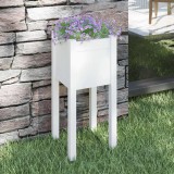 Cumpara ieftin Jardinieră de grădină, alb, 31x31x70 cm, lemn masiv de pin