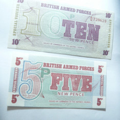 2 Bancnote Militare Marea Britanie 1972 - BRITISH ARMED FORCES 5 si 10 new pence