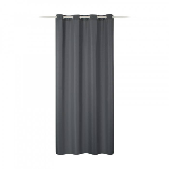 Draperie opaca cu inele Jemidi, 140 x 250 cm, Gri, Poliester, 55309.19