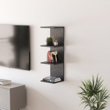 Raft de perete Surahammar cu 4 polite, aspect marmura neagra, 95x30x28 cm