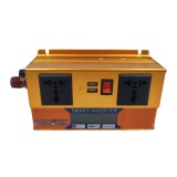 Invertor auto FOXMAG24, 12V, display dublu cu 2 mufe USB, 2 iesiri, putere 2500W, protectie supraincalzire, auriu