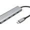 Hub USB DIGITUS USB-C x4, USB 3.1, 5Gbps, gri, 0.15m