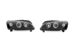Set faruri tuning PEUGEOT 106 (1_), 05.1996-12.2003, lense; cu LED parking light; H1+H1; manual; negru; TUNING; halogen,