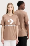 Converse tricou din bumbac culoarea maro, cu imprimeu, 10025458-A39