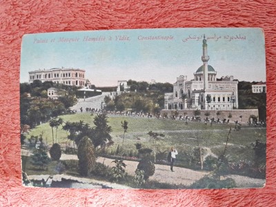 Carte postala, Constantinopole, palatul si moscheeaHamidie a Yldis, inceput de secol XX foto