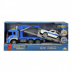 Camion de tractat cu lumini si sunete, Taxi, Maxx Wheels, 1:16, Albastru