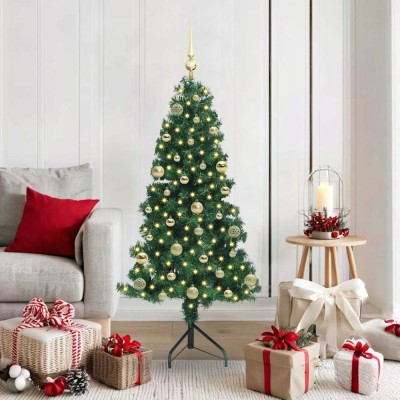 vidaXL Pom de Crăciun Artificial pentru Colț Verde 150 cm PVC și Metal 3397254 foto