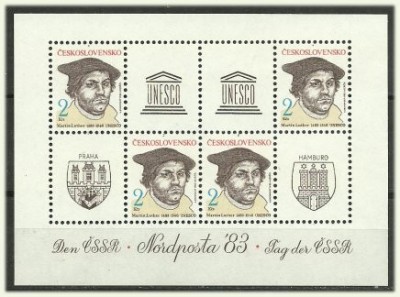Cehoslovacia 1983 - UNESCO, Expo Nordposta, bloc neuzat foto