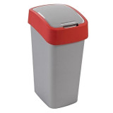 Cos de gunoi Curver Flip Bin 10L, Capac batant, 18.9x35x23.5 cm, Gri/Rosu