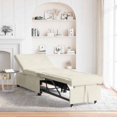 Canapea extensibilă 3-in-1 Pull-Out Crem Catifea foto