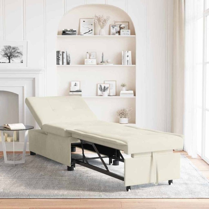 Canapea extensibilă 3-in-1 Pull-Out Crem Catifea