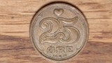 Danemarca - moneda de colectie bronz - 25 ore 1991 semnatura LG&hearts;JP - superba!, Europa