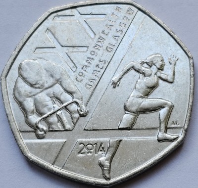 50 pence 2014 Marea Britanie, Commonwealth Games, km#1311 foto