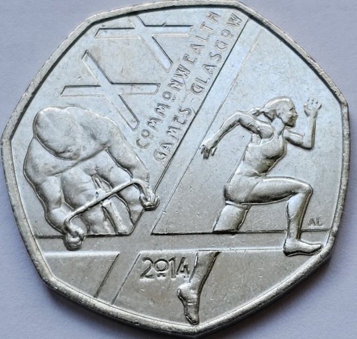 50 pence 2014 Marea Britanie, Commonwealth Games, km#1311