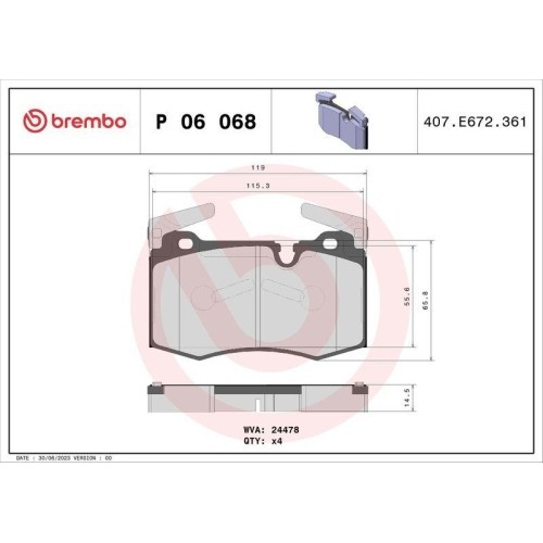 Placute frana Mini Mini (R56) 11.05-01.14, Mini Clubman (R55) 10.06-12.15, Mini Clubvan (R55) 12.12-06.14, Mini Convertible (R57) 10.07-06.15, Mini C