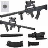 Replică mitralieră mare pe arc, bile 6 mm BB, lunetă cu laser, set complet, 74 cm