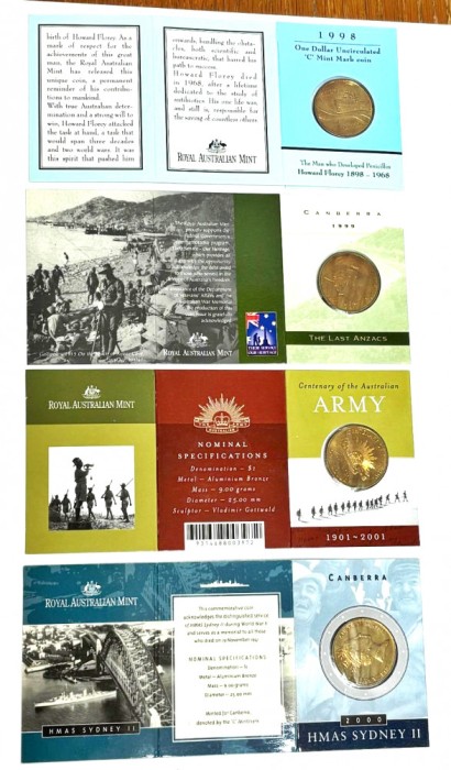 1$ australian (set 4 monede comemorative de colectie)
