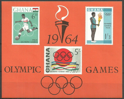 Ghana 1964 - Jocurile Olimpice Tokyo, colita neuzata foto