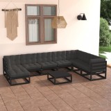VidaXL Set mobilier grădină cu perne, 9 piese, lemn masiv de pin 3076773