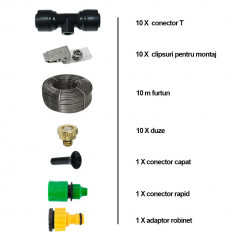 Sistem TehnoMS Racire Exterioara Terase, 10M, 10 Duze, 10 Clipsuri Montaj