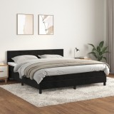 VidaXL Pat box spring cu saltea, negru, 180x200 cm, catifea