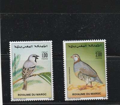 Maroc 1987-Fauna,Pasari,serie 2 valori,dantelate,MNH,Mi.1131-1132 foto