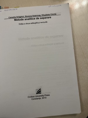 Metode analitice de separare - Draghici, Dobrinas, Chirila foto