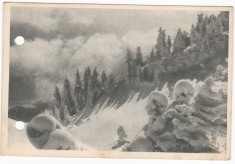 AMS - ILUSTRATA 1316, PIATRA MARE - PEISAJ DE IARNA, ANUL 1955, cu perforari