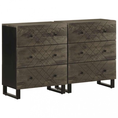 vidaXL Bufete 2 buc Negru 60x33x75 cm Lemn masiv Mango 3309998 foto