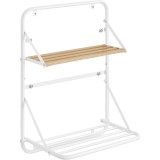 SONGMICS Suport prosoape pliabil de perete, cu 5 bare, polita de depozitare, otel, 10x17x22 cm, alb Household NewTrend
