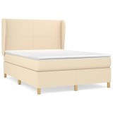 Cumpara ieftin Pat continental cu saltea, crem, 140x200 cm, material textil