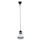 Cumpara ieftin Lustra din fier maro si sticla albastra rosie Tiffany 15x115 cm