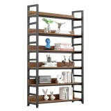 Cumpara ieftin Raft pardoseala mdf metal stejar negru Janel 80x30x175,5 cm