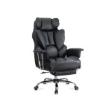 Scaun directorial OFF413, piele ecologica, robust, cadru metalic, mecanism a-sincron, role gumate, 150 kg