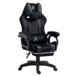 Scaun de gaming negru, cu suport picioare si perna de masaj, max 150 kg, 61x116-123 cm, JollyMag, KO23CZ