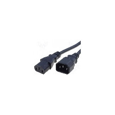 Cablu alimentare AC, 1m, 3 fire, culoare negru, IEC C13 mama, IEC C14 tata, SCHURTER - 6007.0212