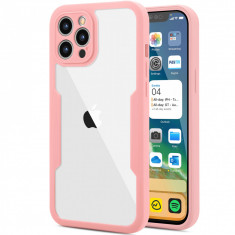 Husa Max Defence pentru iPhone 11 Pro, Bumper Roz, Fata Dubla Transparenta, Protectie Antisoc Full 360 ( fata, spate, margini ), Flippy foto