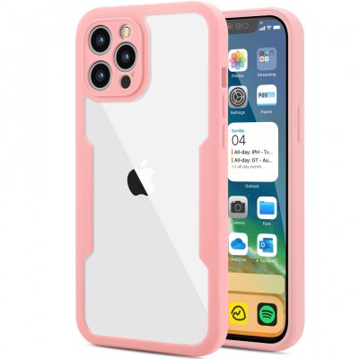 Husa max defence pentru samsung galaxy a02s/ a03s, bumper roz, fata dubla transparenta, protectie antisoc full 360 ( fata, spate, margini ), flippy foto