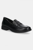 Geox mocasini din piele Agata femei, culoarea negru, cu toc plat