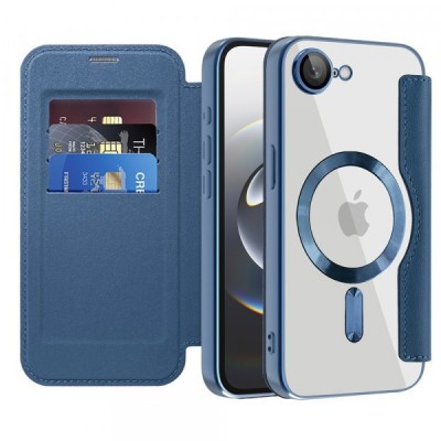 Husa MagSafe pentru Apple iPhone 16e, Techsuit, SmartMag Book, Albastra foto