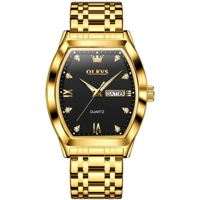 Ceas barbatesc Olevs Quartz Analog Elegant Business Fashion Otel Auriu foto