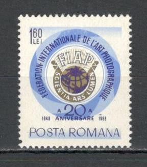 Romania.1968 20 ani Federatia Internationala de Arta Fotografica TR.258 foto