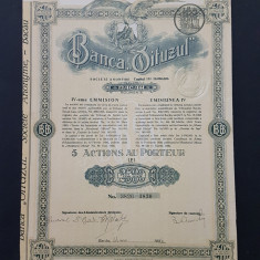 Actiune 1926 Banca Oituzul din Bacau , titlu 5 actiuni la purtator