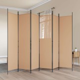 vidaXL Paravan cu 6 panouri Bej 300 x 200 cm Țesătură 42039210