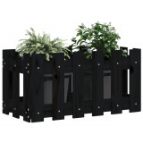 Jardiniera gradina design gard negru 60x30x30 cm lemn masiv pin GartenMobel Dekor, vidaXL