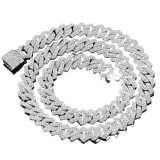 Colier Cuban Billionaire Silver iced out , material inod , model unisex, lungime 50 cm