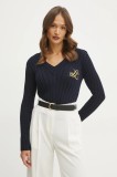 Luisa Spagnoli pulover de bumbac femei, culoarea bleumarin, 58581