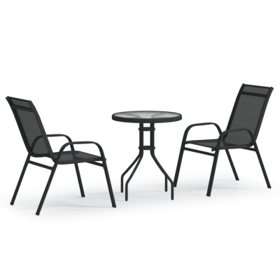 Set mobilier bistro de gradina, 3 piese, negru foto