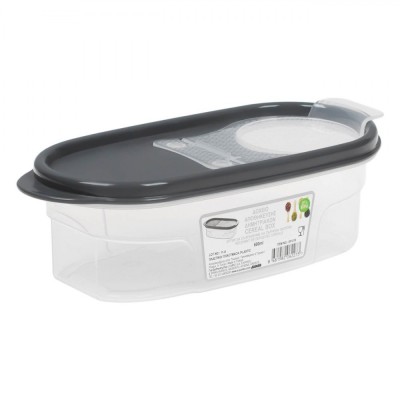 Recipient Cereale, Capac Gri, Capacitate 0.6L, Plastic, Transparent foto